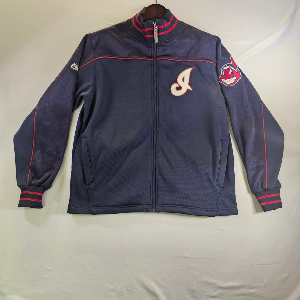Cleveland Indians Guardians MLB Zip Up Jacket Navy Blue Chief Wahoo Mens M/L